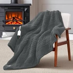 Sherpa Electric Gray Heated 50X60 Throw Blanket Washable For Living Room Couch. Fixed Price $42.52.
