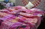 Reversible Quilt Queen Kantha Blanket Boho Throw Bedspread Tribal Hippie Covers. Fixed Price $105.00.