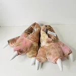 New Brown Dinosaur Feet Plush Slippers Size M Claw House Shoes Wishpets Nwt. Fixed Price $16.00.