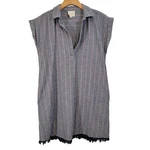 Harper Heritage Shirt Dress Sleeveless 100% Cotton Beach Cover Up Fringe Sz. Fixed Price $11.99.