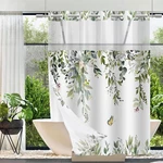 No Hook Shower Curtain And Liner Set, Sage Green Eucalyptus Floral Cur.... Fixed Price $29.60.