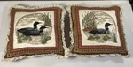 Vintage Loon Bird Throw Pillows Set Of 2 Lace Trim Homemade Cottage Core Quilted. Fixed Price $40.00.