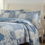 Laura Ashley Blue Paisley /floral Patchwork Cotton 2PC Twin Quilt Set. Fixed Price $49.99.