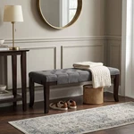 Linon Grey Fabric Tufted Ottoman Bench. Fixed Price $99.99.