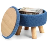 Foot Stool Ottoman W/storage, Round Small Rest W/padded Seat And Wood Legs. Fixed Price $26.99.