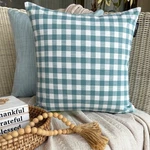 The Homecentric Buffalo Checks Aqua Throw Pillow Cover Cotton - Checkmate. Fixed Price $41.77.