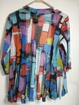 Ali Miles Tunic Women's Med Wearable Art Abstract Open Front Mesh Short Cover. Fixed Price $22.45.