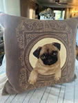 Iosis Paris Pug Dog Throw Pillow Down Feather 17 Square. Fixed Price $25.00.