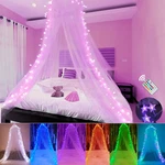Obrecis Bed Canopy With Led Star Queen, White Dome-color Changing Light. Fixed Price $43.28.