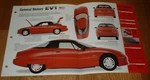 1998 Gm EV1 Spec Sheet Brochure Poster Print Photo 96 97 Electric Car. Fixed Price $14.99.