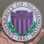 Washington University Logo Iron Patch - Sew Embroidered 4"X4". Fixed Price $7.19.