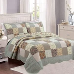 Country Floral Chic Scalloped Real Patchwork Cotton 3-PIECE Quilt Bedding Set. Fixed Price $71.99.