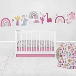 Bacati Pink Dinosaur Muslin 4 Piece Crib Nursery Set 2 Sheets Skirt And Blanket. Fixed Price $39.99.