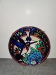 Joan Baker Designs Stained Glass Hummingbird & Floral Round Hanging Panel 8". Fixed Price $16.00.