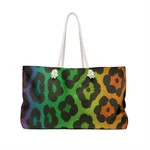 Rainbow Leopard Print Weekender Tote Bag, Oversized Travel Shoulder. Fixed Price $49.99.