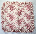 Laura Ashley Cream Soft Red Pink Floral Toile Sham Euro Ruffle 25X26 Cotton. Fixed Price $19.99.
