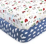 Hudson Baby Infant Boy Cotton Fitted Crib Sheet, Farm Animals, One Size. Fixed Price $30.99.