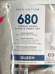Kirkland Signature Queen Sheet Set 680 Thread Count Pima Cotton White Pc. Fixed Price $67.99.