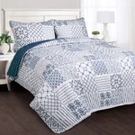 Lush Decor Monique 3 Piece Reversible Print Pattern Blue Quilt Set - Full Queen. Fixed Price $59.89.