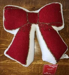 Martha Stewart Christmas Red/white Beaded Bow Decor Pillow 15"X15" Holiday New. Fixed Price $19.99.