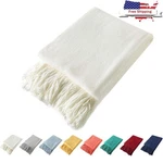 Soft Cozy Fringed Throw Blanket Lightweight Warm Durable Acrylic Couch Travel Us. Fixed Price $28.86.
