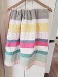 Pottery Barn Kids Baby Crib Quilt Pink Yellow Blue Gray Striped 36 X 50". Fixed Price $21.99.
