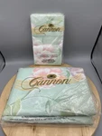 Vtg Cannon Mills King Flat Sheet And 2 Pillow Cases Teal Floral -new Pkg. Fixed Price $44.95.