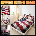 American Flag Fitted Sheet Set - Stars & Stripes Bedding For Kids Adults, Full. Fixed Price $67.99.