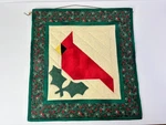 Handmade Christmas Cardinal Bird Quilt Wall Hanging Holly Border Holiday Decor. Fixed Price $21.99.
