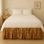 Dada Bedding Floral Brown Golden Champagne Soft Satin Cor Pleated Skirt. Fixed Price $18.04.