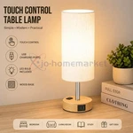 3 Way Touch Bedside Table Lamp Usb Ac Outlet Wood Base Led Bedroom Light Shade. Fixed Price $16.99.