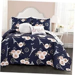 Vintage Paris Rose Butterfly 4-PIECE Quilt Bed Twin/twin-xl Navy Set. Fixed Price $68.81.