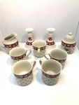 Charlton Hall Kobe Japan Coffee Mugs Cream Sugar Candlesticks Set Christmas. Fixed Price $29.99.