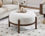 29" Round Ottoman Modern Linen Upholstered Footstool Mid. Fixed Price $137.66.