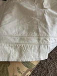 Full Bed Skirt Dust Ruffle In Natural Ecru Cottage Core Ladder Hemstitch Trim. Fixed Price $25.00.