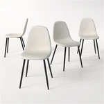 Fabric Upholstered Dining Chair Cream White/sleek Black Legs (set Of 4). Fixed Price $386.33.