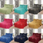 3PC Bed Set Solid Stippling Stitch Modern Quilt Wiyh Embroidery Butterflies New. Fixed Price $42.00.