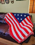 Patriotic Us Flag Tapestry Throw Blanket Fringed 100% Cotton 42" X 60". Fixed Price $22.99.