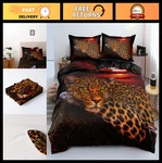Cheetah Print Quilt Cover Set - Full Size Leopard Bedding, Pillow Shams, Animal. Fixed Price $55.99.