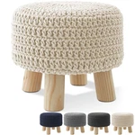 Cotton Pouf Ottoman Footstool 13" Round 11"H, Boho Accent Footrest, Extra Seat. Fixed Price $54.99.