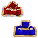 Laddu Bal Gopal Ji Bedding (aasan, Head & 2 Side Pillow Set, Maroon/blue). Fixed Price $23.64.
