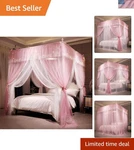 4 Corners Post Ruffle Princess Bed Canopy Curtain-double Layer Cozy Drape Net.... Fixed Price $104.80.