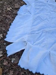 Pottery Barn Kids Quilted Scalloped Crib Bed Skirt White Blue Trim Thick Cotton. Fixed Price $39.99.