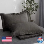 Simple&opulence 100% Linen Pillowcase King Set Of 2 Dark Grey Overlap Closure. Fixed Price $74.88.