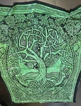 Green Celtic Tree Of Life Tapestry, Irish Twin Bed Spread, Renaissance Festival. Fixed Price $35.00.