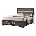 Benjara Panel Design Eastern King Bed With Silver Accents And Bracket Feet- Gray. Fixed Price $732.99.