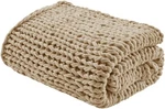 Madison Park Blanket Throw Beige 50" X 60" Acrylic Chunky-knit Cottage BED17. Fixed Price $160.00.