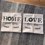 Set Of 2 Beige Square Pillow Shams Home Sweet & Love Lives Here Text Design. Fixed Price $9.50.