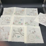 Hand Embroidered Panels 10 6"X8" Chick Duck Cat Rabbit Dog Etc. Fixed Price $46.40.