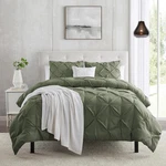 Clara Clark Olive Green Pintuck Duvet Cover Set Full Size - 3 Piece Double. Fixed Price $47.11.